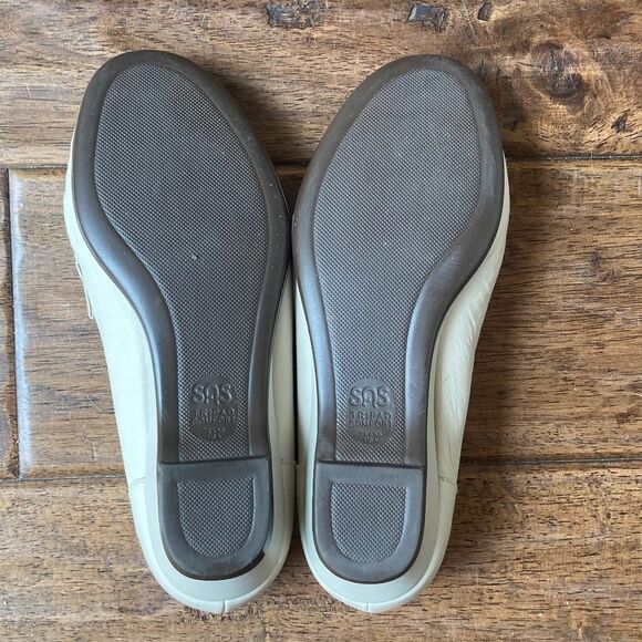 SAS Easier Beige Off White Penny Loafers Womens 5.5 Wedge Heel Tripad Comfort - Picture 4 of 8